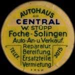 Timbre-monnaie Autohaus Central W. Stüpp à Foche-Solingen - 10 pfennig orange sur fond rouge - avers