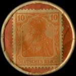 Timbre de 10 pfennig orange sur fond rouge