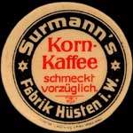 Timbre-monnaie Surmann's Korn Kaffee - 10 pfennig olive sur fond rouge - avers