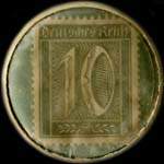 Timbre de 10 pfennig olive sur fond vert