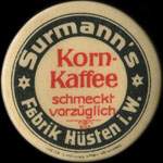 Timbre-monnaie Surmann's Korn Kaffee - 15 pfennig bleu-vert sur fond rouge - avers
