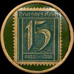 Timbre-monnaie W.Tenhaeff à Duisburg-Meiderich - 15 pfennig bleu sur fond vert - revers