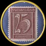 Timbre de 25 pfennig marron sur fond bleu