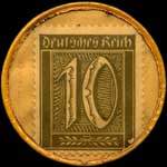 Timbre-monnaie Thomasbräu à München - 10 pfennig olive sur fond jaune - revers