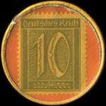 Timbre-monnaie Thomasbräu à München - 10 pfennig marron sur fond rouge - revers