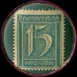 Timbre-monnaie L. Tietz à Coblenz type 3 - 15 pfennig bleu-vert sur fond vert - revers