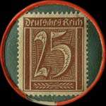 Timbre-monnaie L. Tietz à Coblenz type 4 - 25 pfennig brun sur fond vert - revers