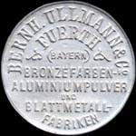 Timbre-monnaie Bernh. Ullmann & Co à Fuerth - 10 pfennig orange sur fond grenat - avers