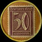 Timbre de 50 pfennig violet sur fond brun