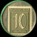 Timbre-monnaie Weinhandlung Robert Weber - Grossenhainer-Str.35 - 10 pfennig olive sur fond gris - revers