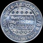 Timbre-monnaie Joh.&nbsp;Weiss � Landshut i/B. - 10 pfennig orange sur fond bleu - avers