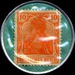 Timbre de 10 pfennig orange sur fond bleu
