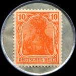 Timbre de 10 pfennig orange sur fond gris-vert