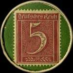 Timbre-monnaie Westoff's Magenbittern - 5 pfennig lie-de-vin sur fond vert - revers