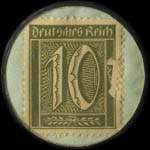 Timbre-monnaie Schuhwaren Wichelhaus Mara - Hamborn-Marxloh - 10 pfennig olive sur fond vert - revers