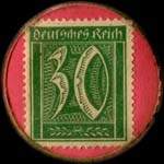 Timbre de 30 pfennig vert sur fond rose
