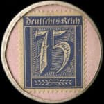 Timbre de 75 pfennig bleu sur fond rose