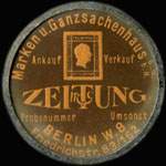 Timbre-monnaie Zeitung - Berlin - 5 pfennig bordeaux sur fond jaune - avers