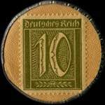 Timbre de 10 pfennig olive sur fond jaune