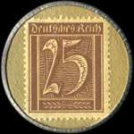 Timbre de 25 pfennig marron sur fond jaune