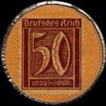 Timbre de 50 pfennig lilas sur fond jaune