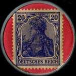 Timbre-monnaie Zerni - 20 pfennig bleu-violet sur fond rouge - revers