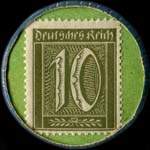 Timbre de 10 pfennig vert sur fond vert