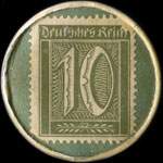 Timbre de 10 pfennig olive sur fond vert
