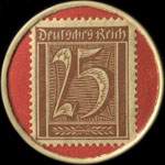 Timbre de 25 pfennig brun sur fond rouge