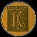 Timbre-monnaie Zweistern - Elberfeld - 10 pfennig olive sur fond jaune - revers
