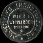 Briefmarkenkapselgeld (timbre-monnaie) Allgemeine Industriebank - Wien I - Wipplinger Strasse 2 - 15 kronen sur fond marbr� - avers