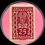 Briefmarkenkapselgeld (timbre-monnaie) Allgemeine Industriebank - Wien I - Wipplinger Strasse 2 - 25 kronen sur fond rose - revers