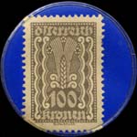 Timbre-monnaie Breitbart - 100 kronen gris sur fond bleu - revers