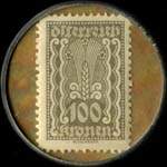 Timbre-monnaie Dom-Webe - Gesellschaft f�r textilerzeugnisse M.B.H. - 100 kronen sur fond marron marbr� 2 - revers