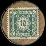 Timbre-monnaie Freie Presse - 10 kronen sur fond marbr� - revers