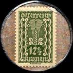 Timbre-monnaie Freie Presse - 12 1/2 kronen sur fond marbr� - revers