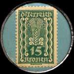 Timbre-monnaie Freie Presse - 15 kronen sur fond bleu - revers
