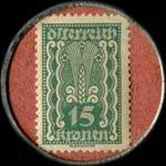 Timbre-monnaie Freie Presse - 15 kronen sur fond saumon - revers