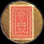 Timbre-monnaie Freie Presse - 200 kronen sur fond dor� - revers