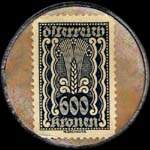 Timbre-monnaie Freie Presse - 600 kronen sur fond marbr� - revers