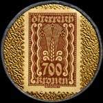 Timbre-monnaie Freie Presse - 700 kronen sur fond dor� - revers