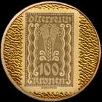 Timbre-monnaie Hammerbrot type 2 - 100 kronen sur fond dor� - revers