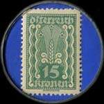 Timbre-monnaie Karl Hengl - 15 kronen sur fond bleu - revers