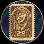 Timbre-monnaie Hotel Stadt Wien - Baden - 30 heller sur fond bleu polychrome - revers