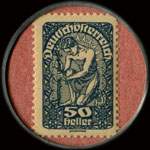 Timbre-monnaie Hotel Stadt Wien - Baden - 50 heller sur fond saumon - revers