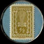 Timbre-monnaie Hotel Stadt Wien - Baden - 1/2 krone sur fond bleu - revers