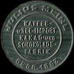 Timbre-monnaie Julius Meinl - 50 heller sur fond orange - avers