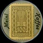 Timbre-monnaie Julius Meinl - 100 kronen avec inscriptions sur fond - revers