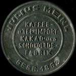 Timbre-monnaie Julius Meinl - 500 kronen avec inscriptions sur fond bleu - avers