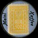 Timbre-monnaie Julius Meinl - 500 kronen avec inscriptions sur fond bleu - revers